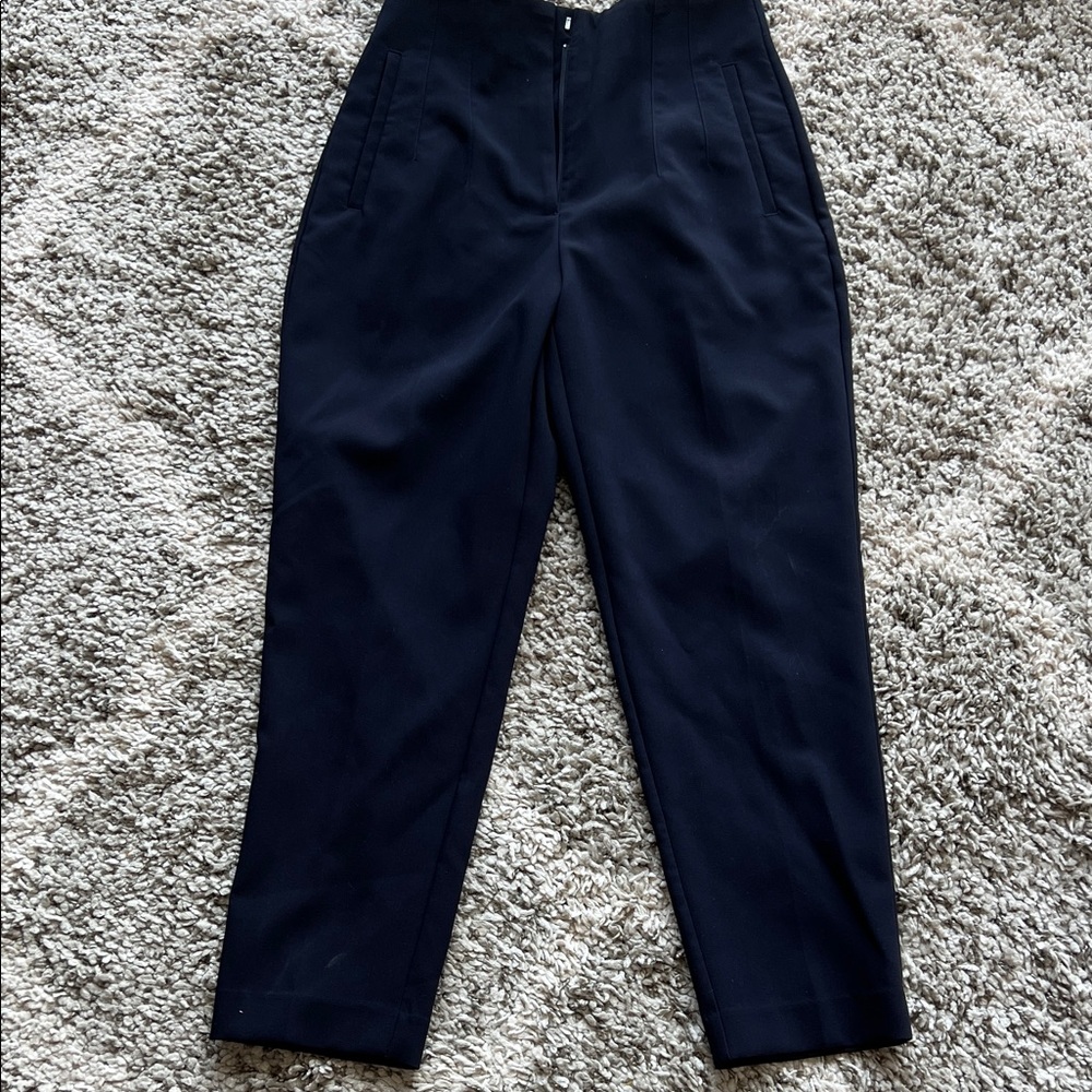 Zara High-Waisted Navy blue Trousers slacks pants medium NWT